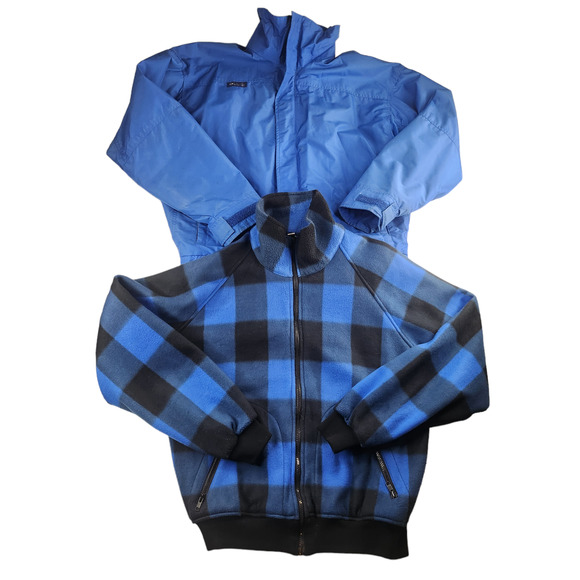 Columbia Jacket Mens Large Vintage 90s Blue Black Plaid 2 in 1 Winter Insulated